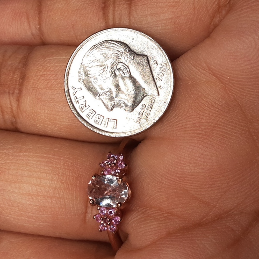 925 Morganite And Pink Sapphire Ring. - Picture 10 of 10